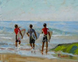 Voir le détail de cette oeuvre: Les trois jeunes surfers