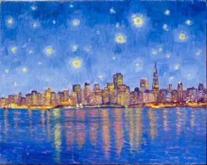 Voir le détail de cette oeuvre: San Francisco la nuit à la Van Gogh